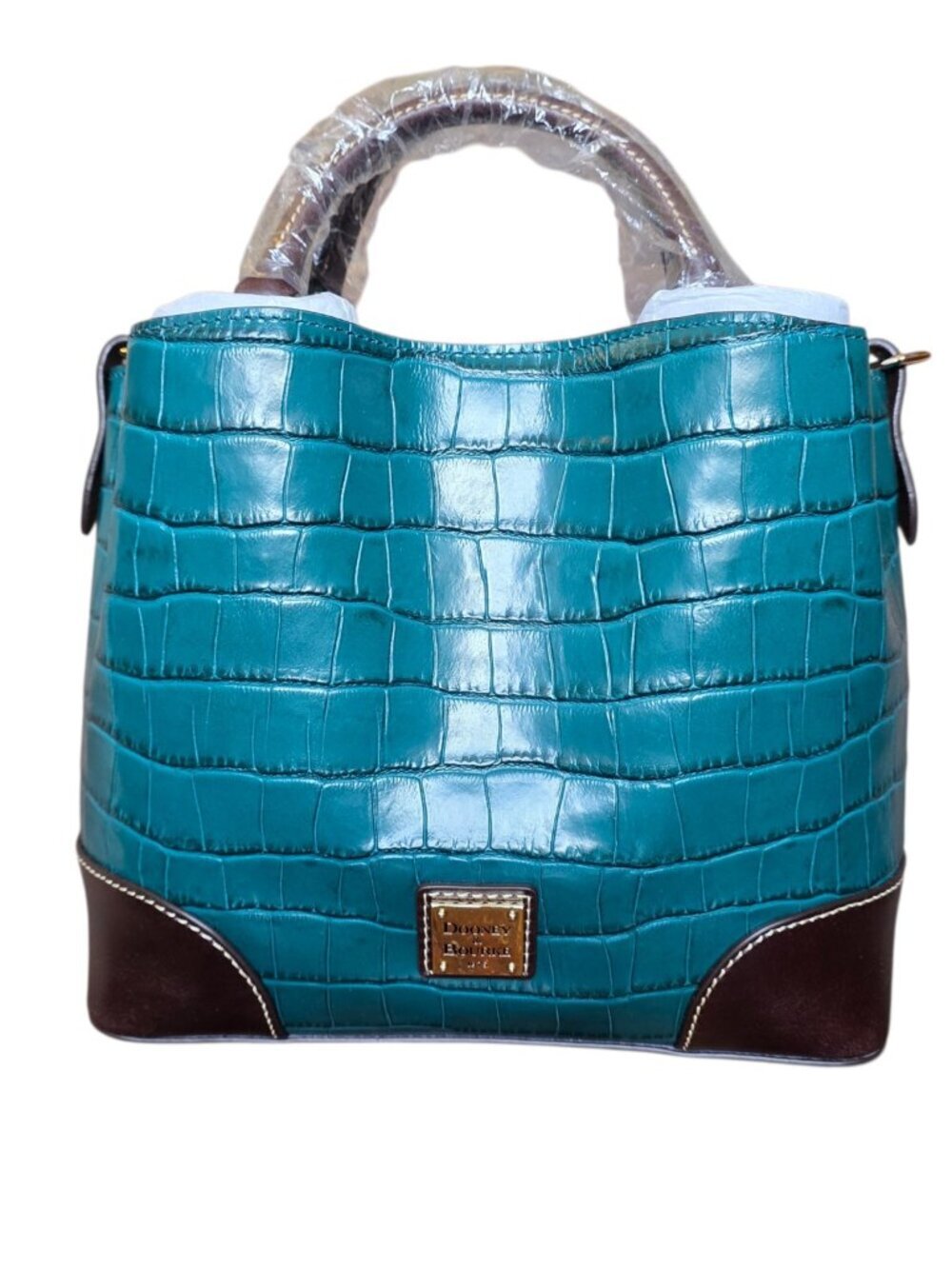 Dooney & Bourke Oakdale Brenna Croc Embossed Leather Bag Deep Teal NWT Rare - Picture 4 of 16